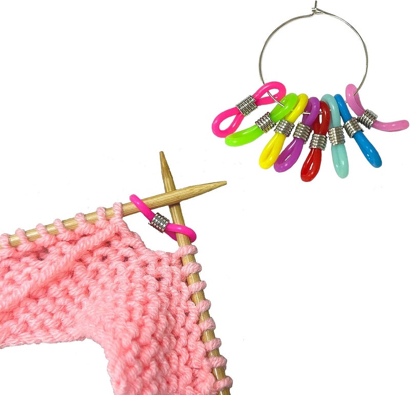 spansee 8 PCS Knitting Needle Stoppers, Knitting Needle Hugger, Stitch Stopper, Project Keeper, Knitting Crochet Supplies, Knitting Accessories, Needle Minder, Needle Stopper - Image 1